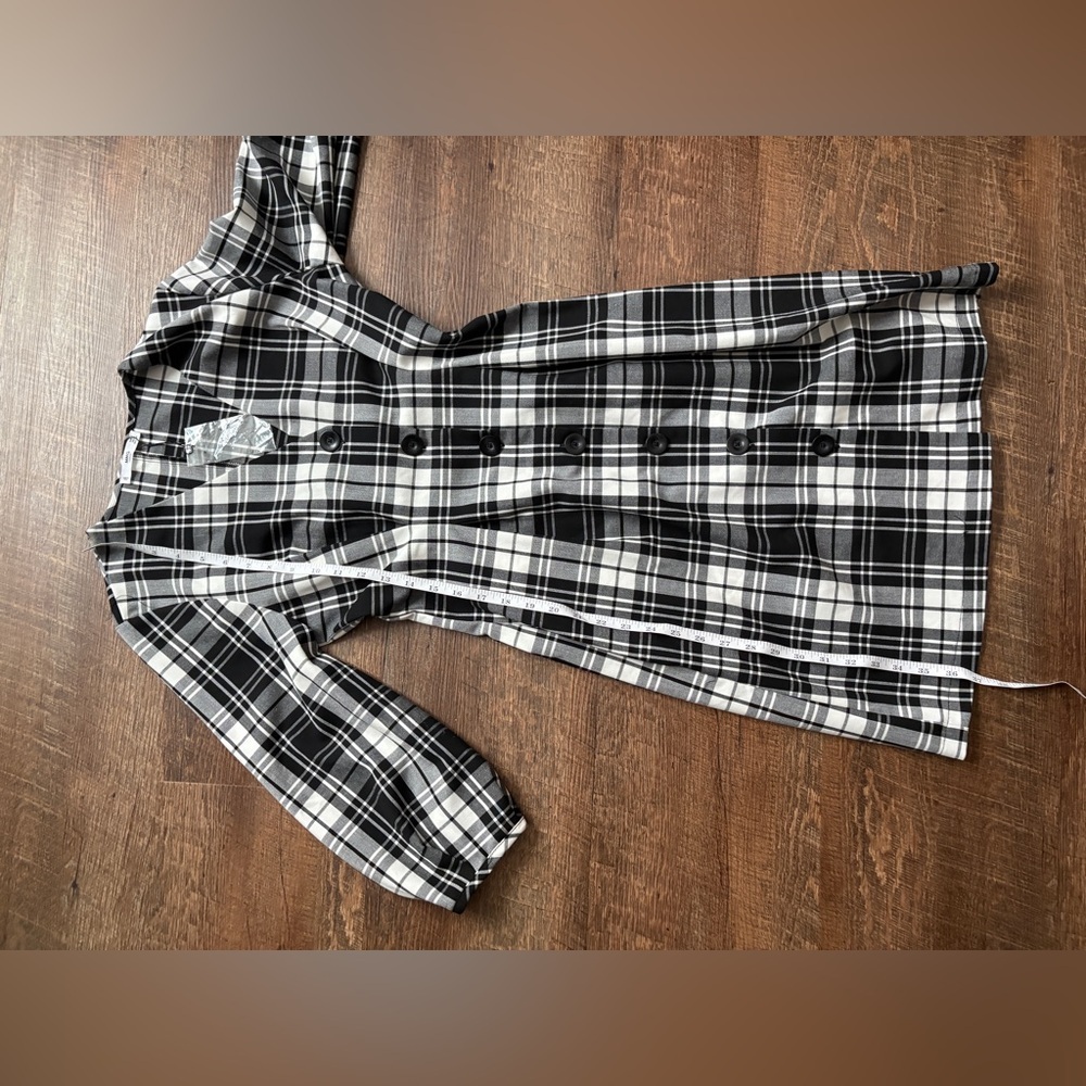 MANGO MNG Casual black & white checked midi dress button down front NWOT sz S - Picture 9 of 14
